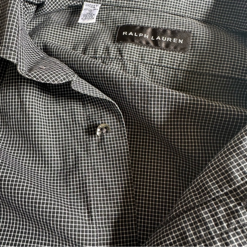Ralph Lauren Men’s Black & White Plaid Casual Button Down Shirt- Size 16 Neck - Picture 2 of 10